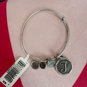 NWT Alex and Ani Silver T Charm Bracelet